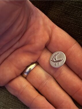 Nomads Inc Silver Tone Employee Lapel Pin Viking Ship 50 Award Badge